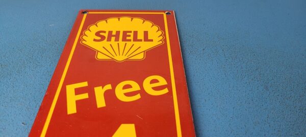 VINTAGE SHELL PORCELAIN FREE AIR GARAGE GAS MOTOR OIL SERVICE STATION PUMP SIGN 305771857584 14