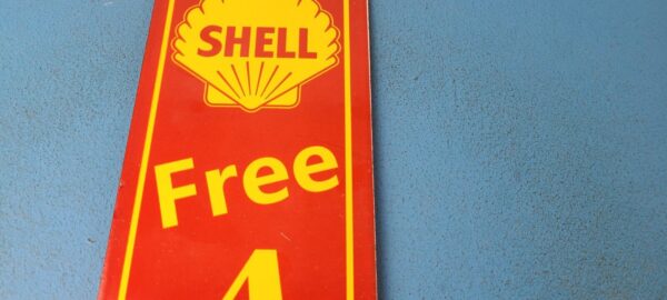 VINTAGE SHELL PORCELAIN FREE AIR GARAGE GAS MOTOR OIL SERVICE STATION PUMP SIGN 305771857584 2