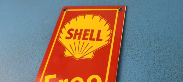 VINTAGE SHELL PORCELAIN FREE AIR GARAGE GAS MOTOR OIL SERVICE STATION PUMP SIGN 305771857584 8