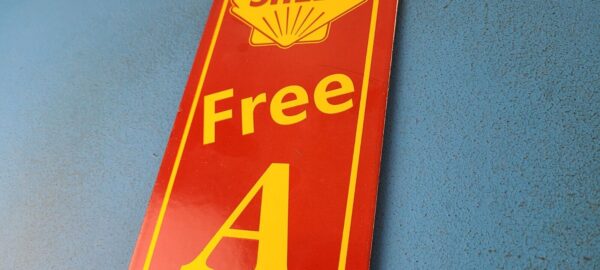 VINTAGE SHELL PORCELAIN FREE AIR GARAGE GAS MOTOR OIL SERVICE STATION PUMP SIGN 305771857584 9