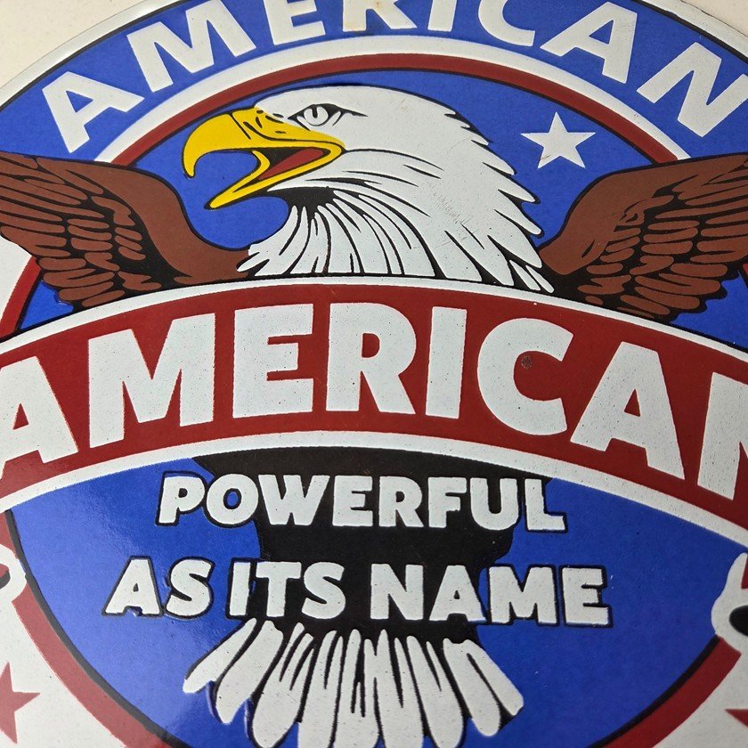 Vintage American Gasoline Porcelain Sign - Blad Eagle Powerful Gas Pump Sign - Image 3