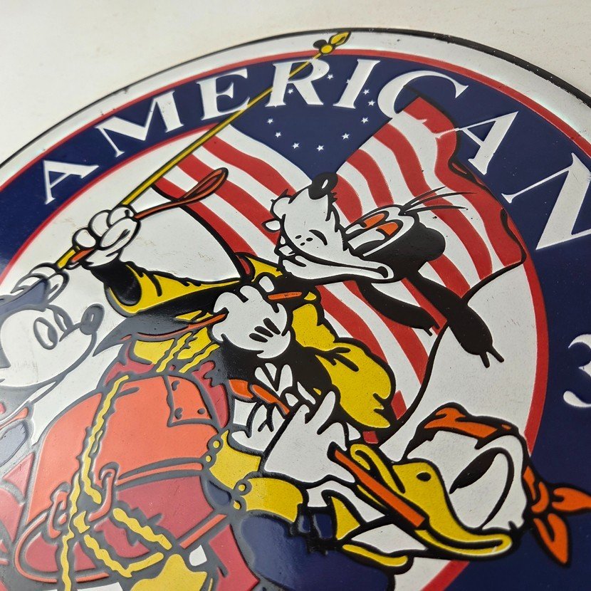 Vintage American Gasoline Porcelain Sign - Mickey Disney Gas Pump Plate Sign - Image 12