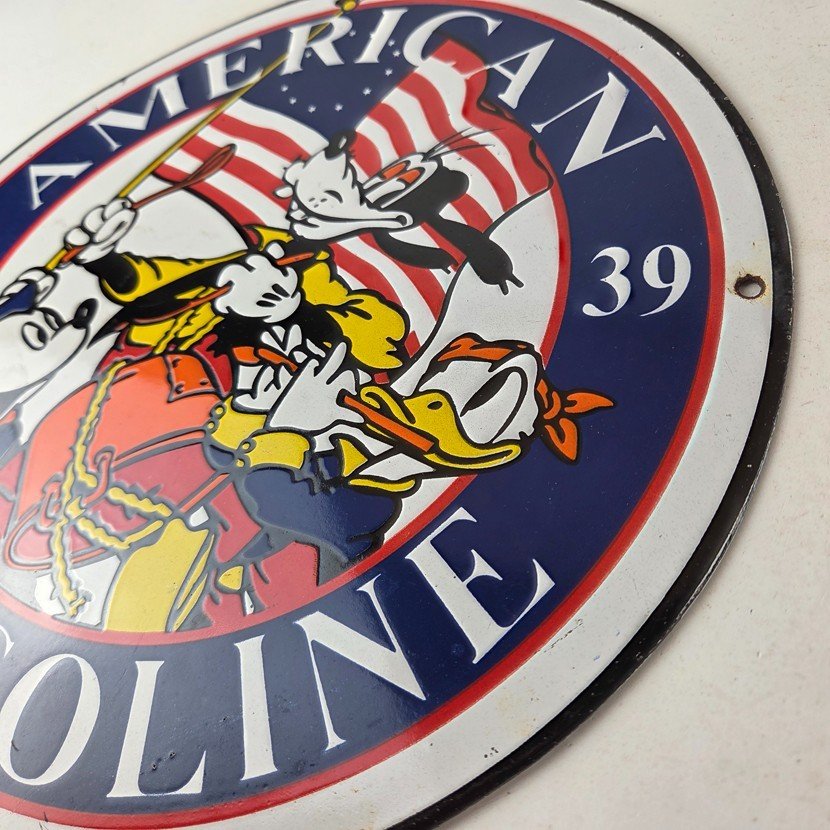 Vintage American Gasoline Porcelain Sign - Mickey Disney Gas Pump Plate Sign - Image 13
