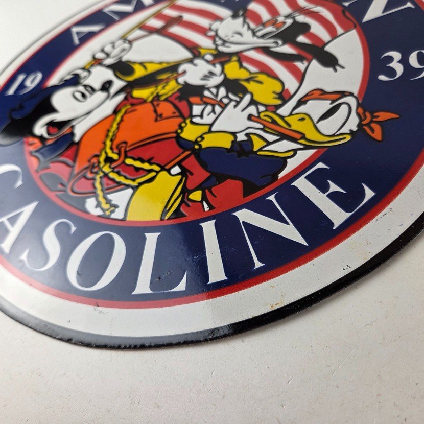 Vintage American Gasoline Porcelain Sign - Mickey Disney Gas Pump Plate Sign - Image 14