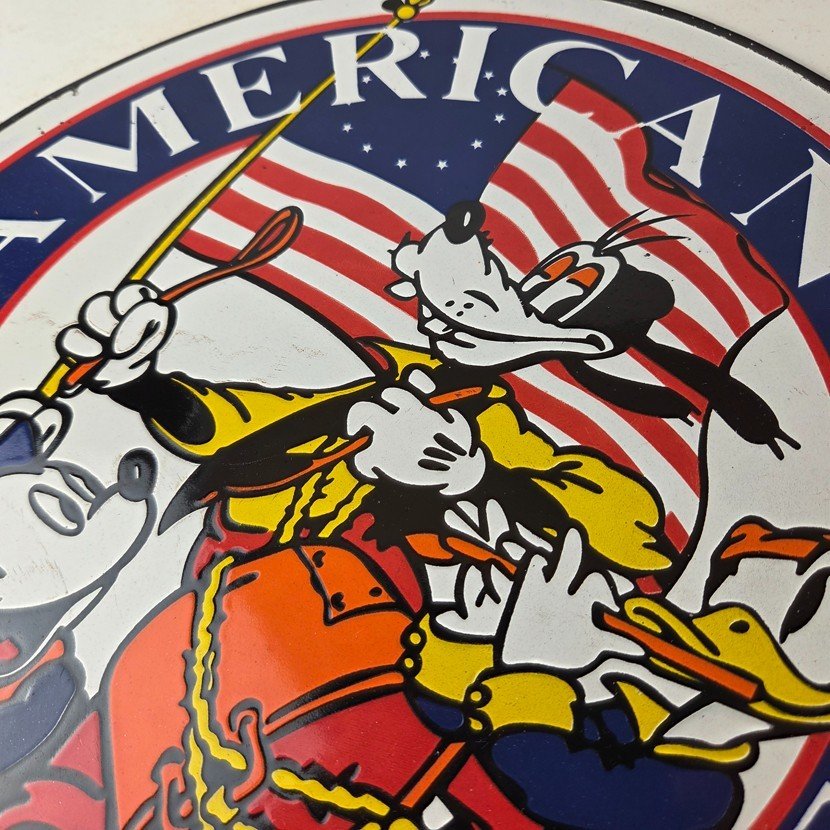 Vintage American Gasoline Porcelain Sign - Mickey Disney Gas Pump Plate Sign - Image 3