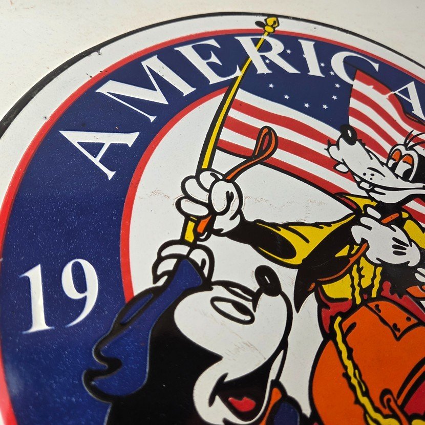 Vintage American Gasoline Porcelain Sign - Mickey Disney Gas Pump Plate Sign - Image 5
