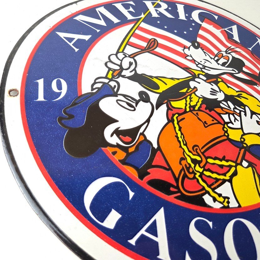 Vintage American Gasoline Porcelain Sign - Mickey Disney Gas Pump Plate Sign - Image 6