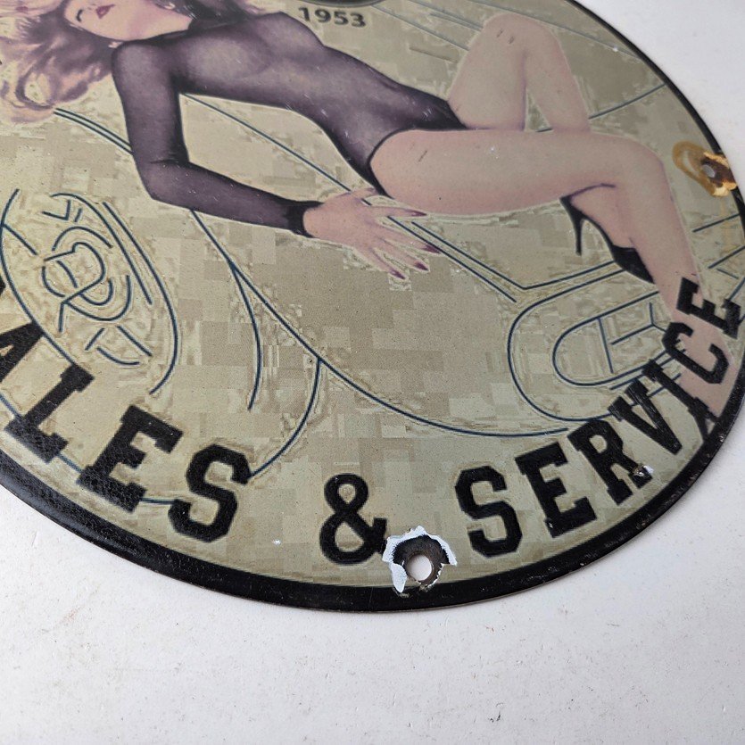 Vintage BMW Sign - Motorcycle Gas Pump Service Auto Porcelain Sign - Image 11