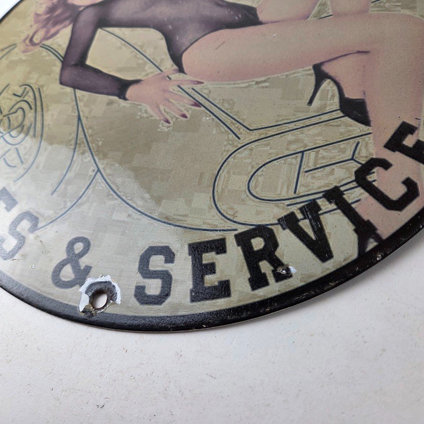 Vintage BMW Sign - Motorcycle Gas Pump Service Auto Porcelain Sign - Image 14