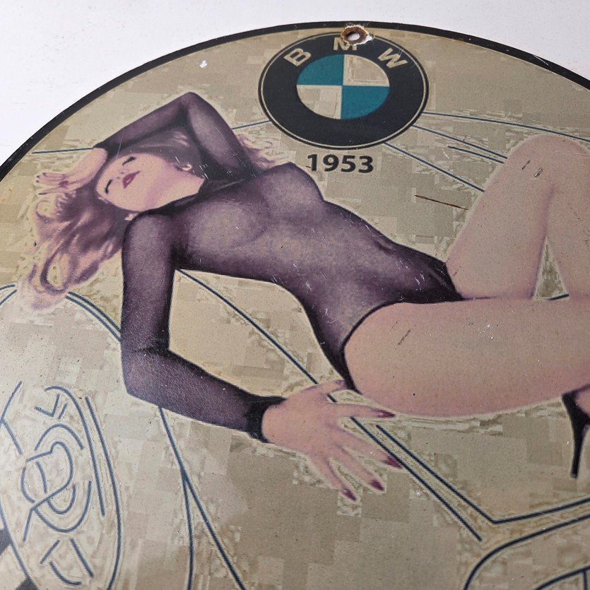 Vintage BMW Sign - Motorcycle Gas Pump Service Auto Porcelain Sign - Image 3