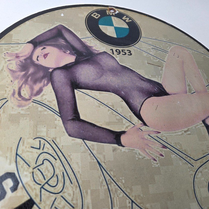 Vintage BMW Sign - Motorcycle Gas Pump Service Auto Porcelain Sign - Image 5