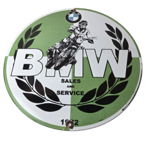 Vintage BMW Sign - Porcelain Motorcycle Gas Pump Service Auto Sign