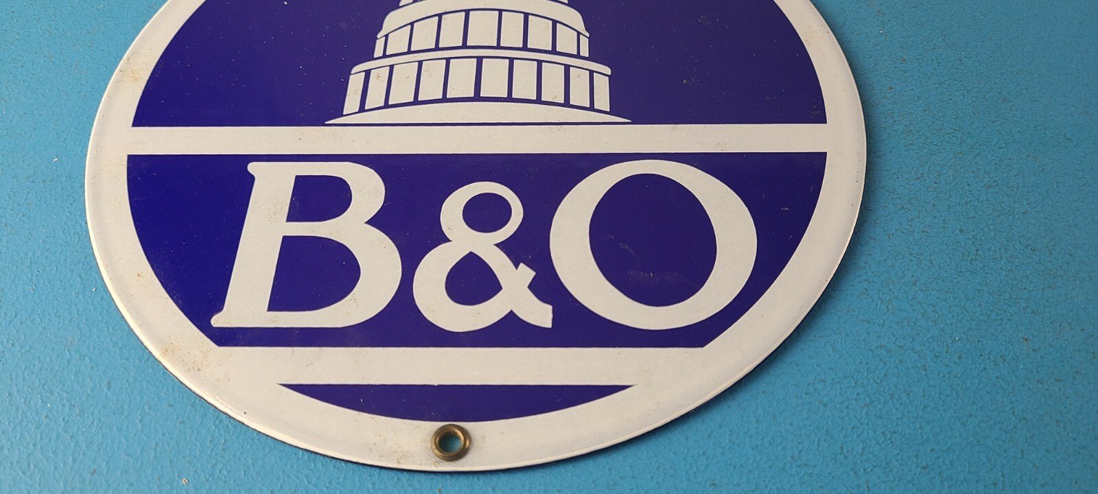 Vintage B&O Railway Sign - Railroad Porcelain Gas Pump Train Station Sign - Image 12