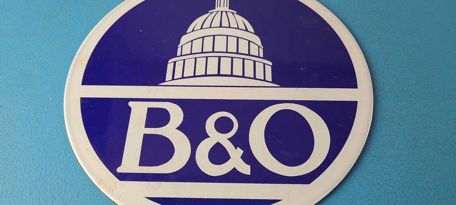 Vintage B&O Railway Sign - Railroad Porcelain Gas Pump Train Station Sign - Image 4