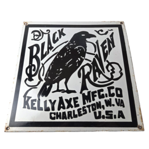 Vintage Black Raven Sign - Kelly Axe Service Station Knife Store Gas Pump Sign