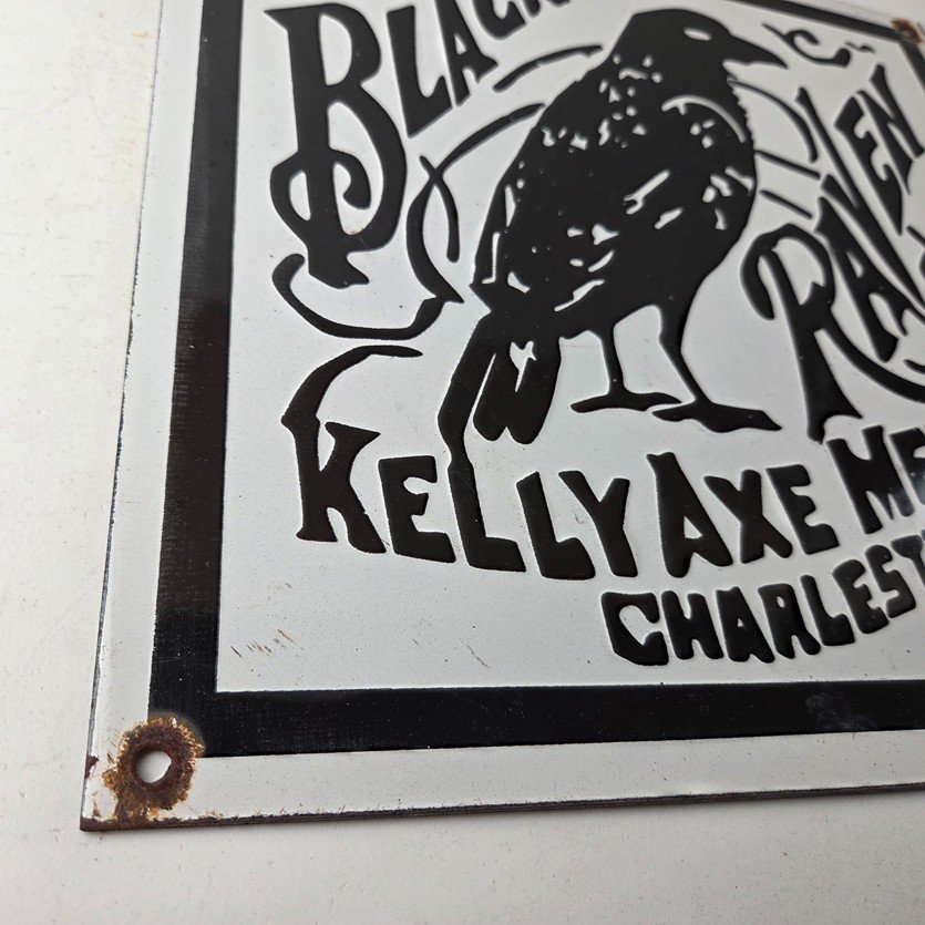 Vintage Black Raven Sign - Kelly Axe Service Station Knife Store Gas Pump Sign - Image 11