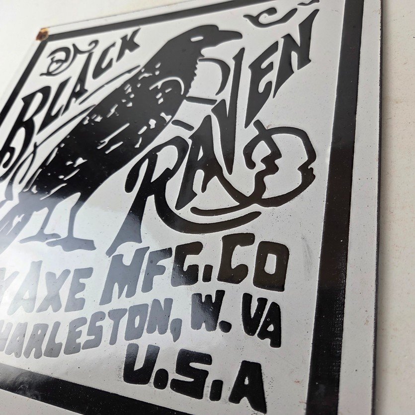 Vintage Black Raven Sign - Kelly Axe Service Station Knife Store Gas Pump Sign - Image 13