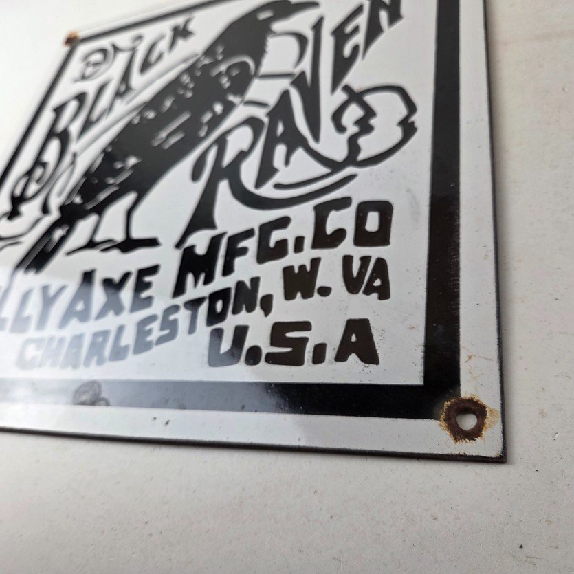 Vintage Black Raven Sign - Kelly Axe Service Station Knife Store Gas Pump Sign - Image 14