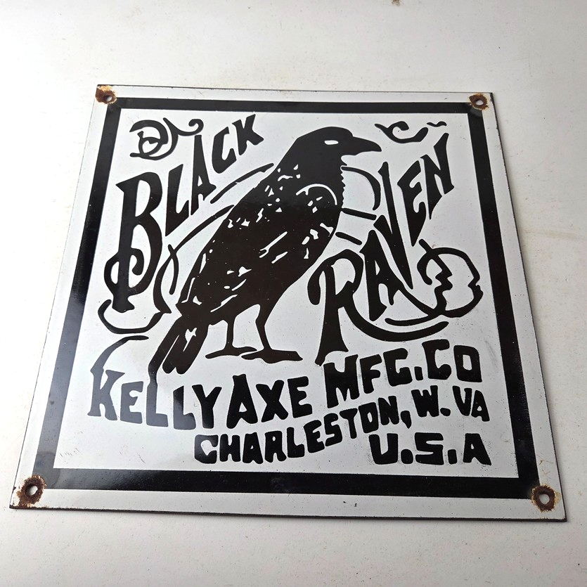 Vintage Black Raven Sign - Kelly Axe Service Station Knife Store Gas Pump Sign - Image 15