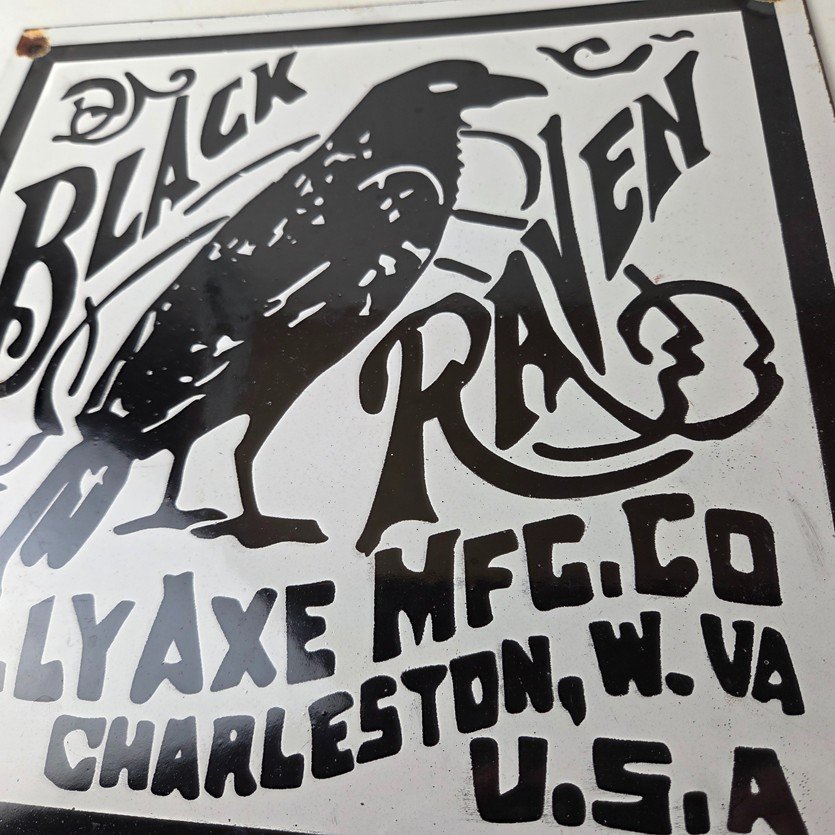Vintage Black Raven Sign - Kelly Axe Service Station Knife Store Gas Pump Sign - Image 4