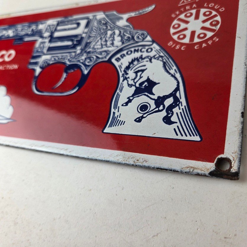 Vintage Bronco Kilgore Toys Sign - Porcelain Advertisement Store Gas Pump Sign - Image 13