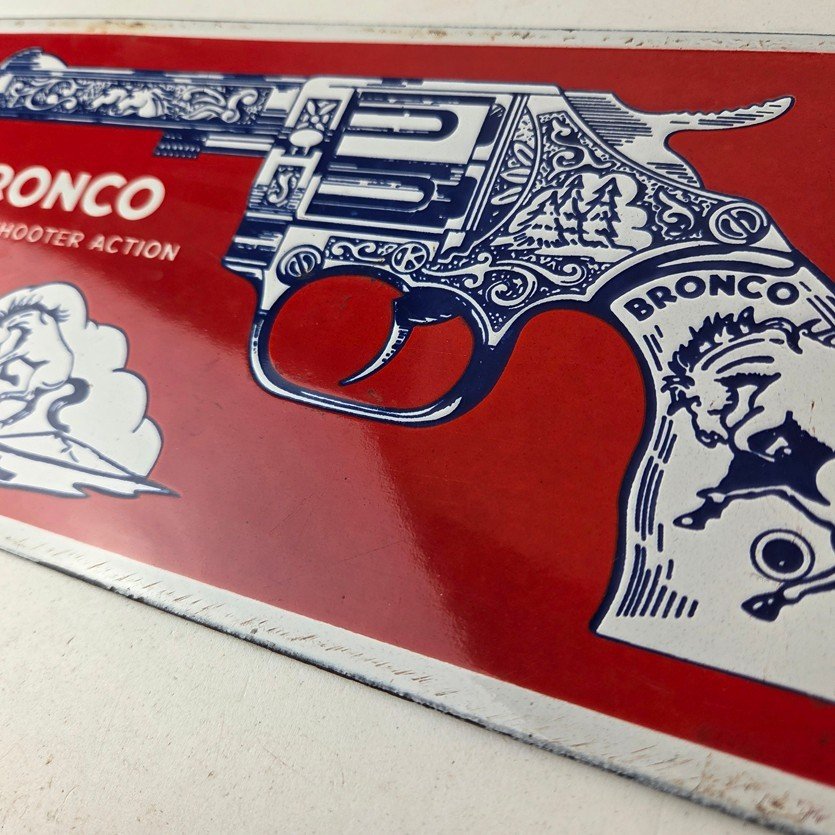 Vintage Bronco Kilgore Toys Sign - Porcelain Advertisement Store Gas Pump Sign - Image 14