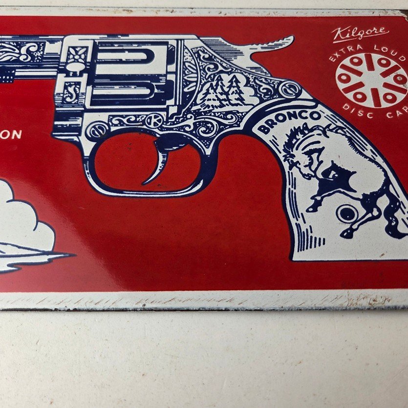 Vintage Bronco Kilgore Toys Sign - Porcelain Advertisement Store Gas Pump Sign - Image 3