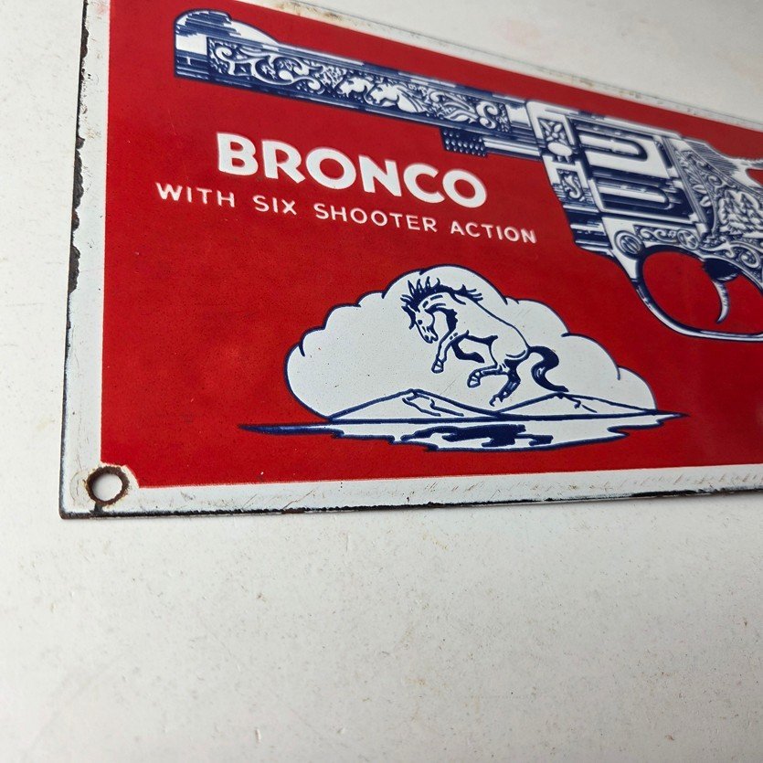 Vintage Bronco Kilgore Toys Sign - Porcelain Advertisement Store Gas Pump Sign - Image 6