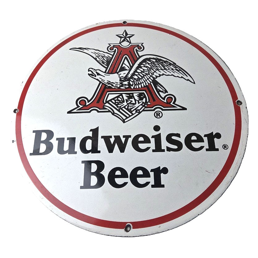 Vintage Budweiser Beer Sign - Adult Beverage Anheuser Busch Porcelain Sign