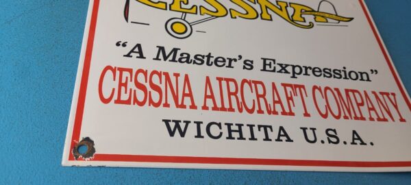 Vintage Cessna Aircraft Sign Aviation Hangar Gas Pump Airplane Porcelain Sign