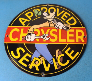 Vintage Chrysler Porcelain Sign Walt Disney Goofy Garage Service Station Sign 305853100144