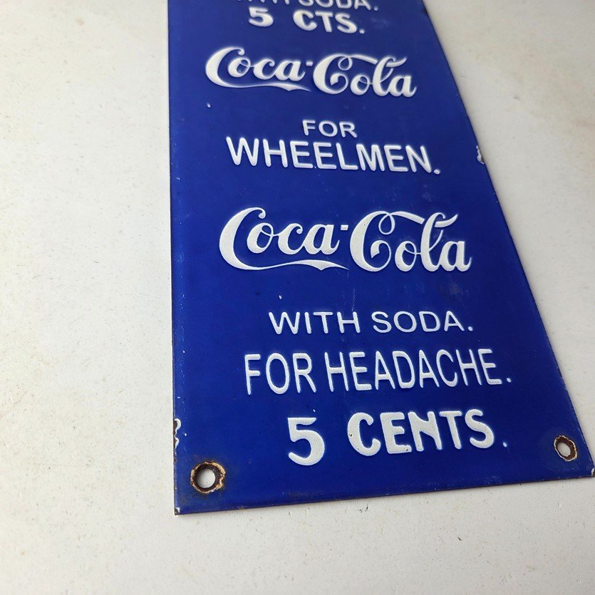 Vintage Coca Cola Porcelain Sign - Drink Soda Bottles Gas Pump Service Sign - Image 11