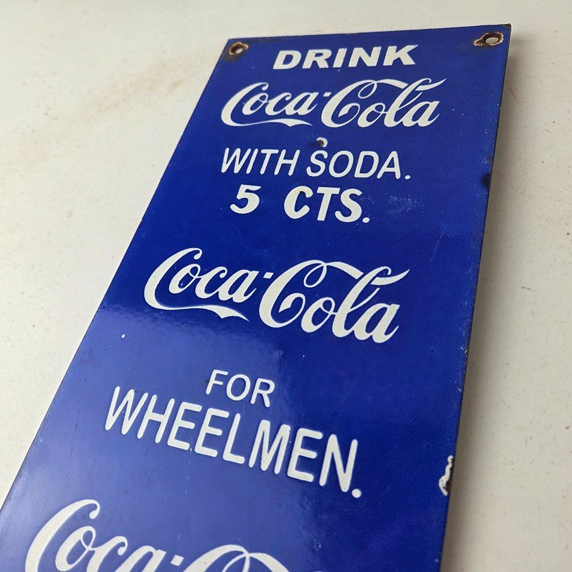 Vintage Coca Cola Porcelain Sign - Drink Soda Bottles Gas Pump Service Sign - Image 12