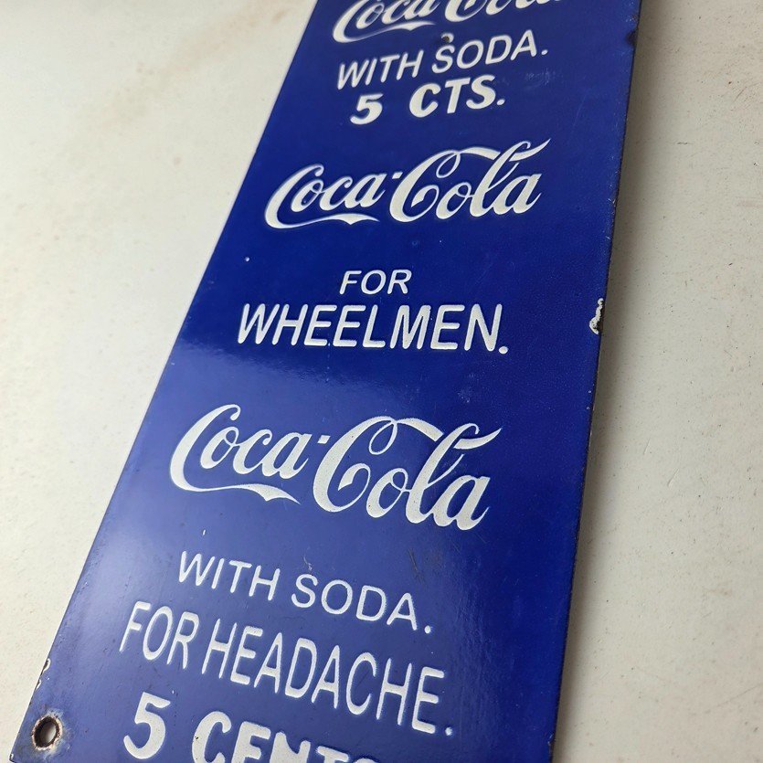 Vintage Coca Cola Porcelain Sign - Drink Soda Bottles Gas Pump Service Sign - Image 13