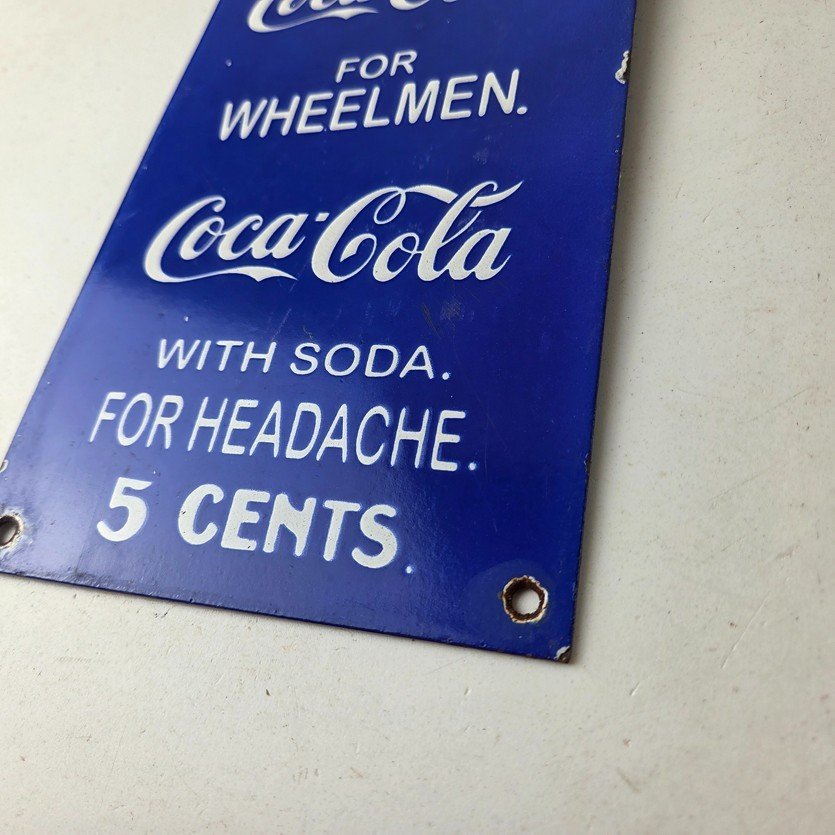 Vintage Coca Cola Porcelain Sign - Drink Soda Bottles Gas Pump Service Sign - Image 14