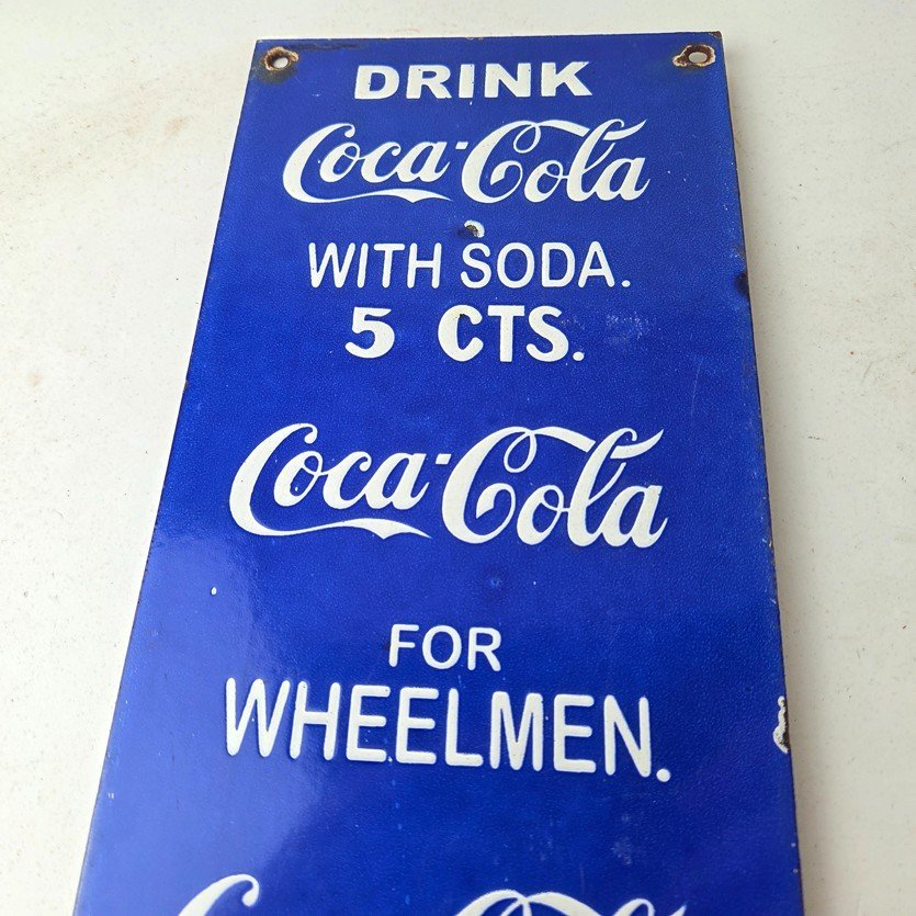 Vintage Coca Cola Porcelain Sign - Drink Soda Bottles Gas Pump Service Sign - Image 3