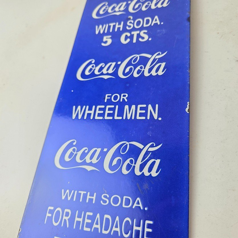 Vintage Coca Cola Porcelain Sign - Drink Soda Bottles Gas Pump Service Sign - Image 4