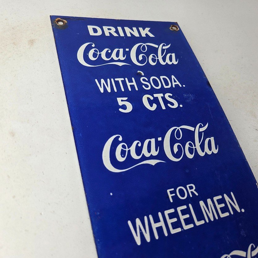Vintage Coca Cola Porcelain Sign - Drink Soda Bottles Gas Pump Service Sign - Image 5