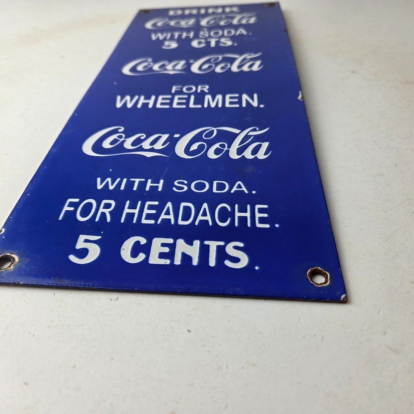 Vintage Coca Cola Porcelain Sign - Drink Soda Bottles Gas Pump Service Sign - Image 10
