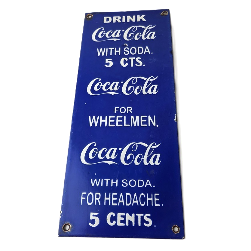 Vintage Coca Cola Porcelain Sign - Drink Soda Bottles Gas Pump Service Sign