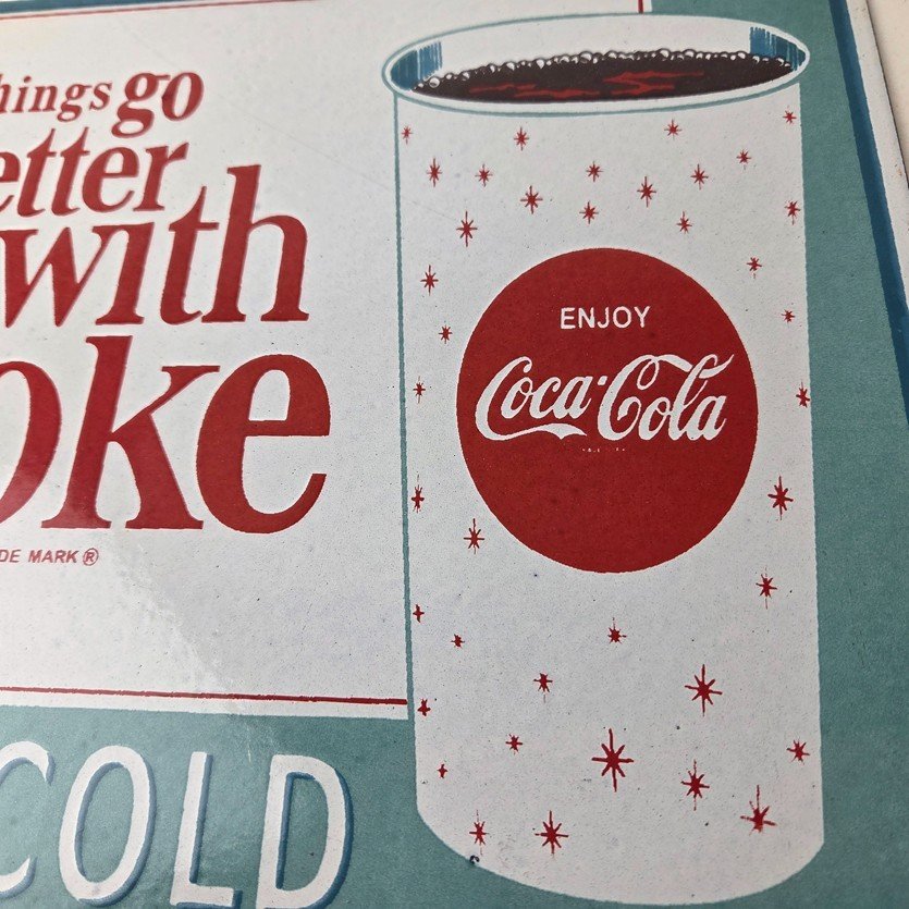 Vintage Coca Cola Porcelain Sign - Ice Cold Better Coke Gas Pump Service Sign - Image 3