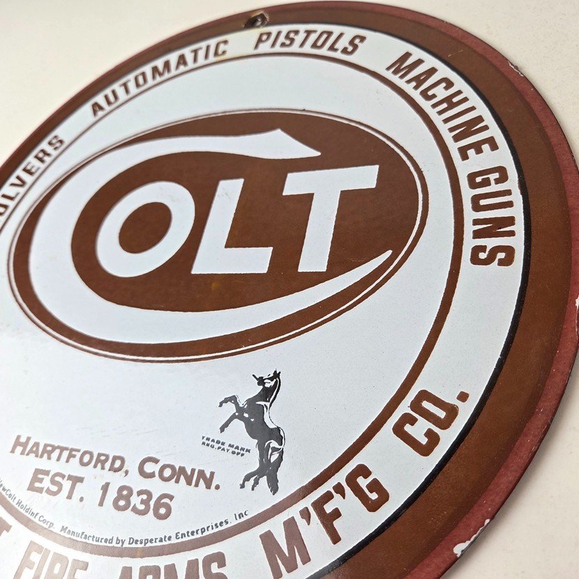 Vintage Colt Firearms Sign - Porcelain Pistols Guns Ammo Gas Service Pump Sign - Image 13