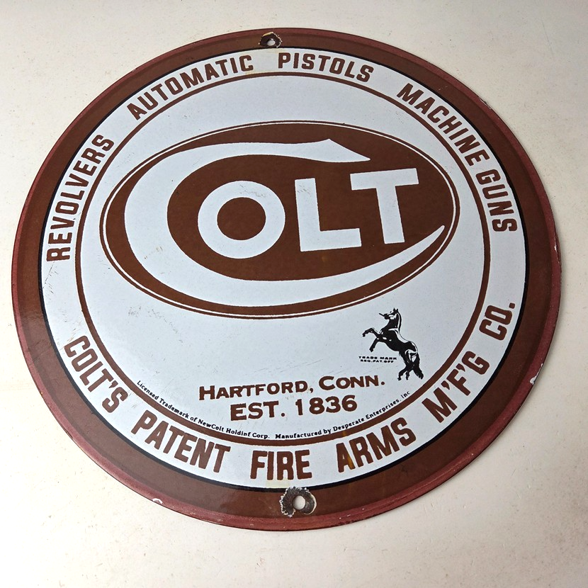 Vintage Colt Firearms Sign - Porcelain Pistols Guns Ammo Gas Service Pump Sign - Image 15