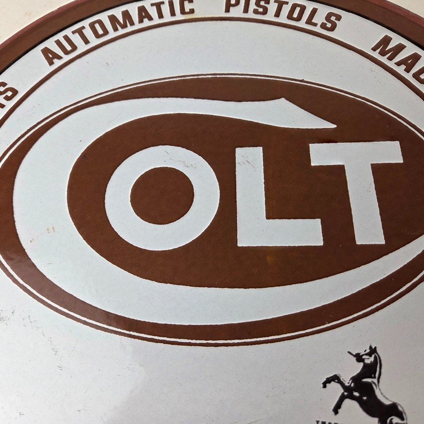 Vintage Colt Firearms Sign - Porcelain Pistols Guns Ammo Gas Service Pump Sign - Image 3