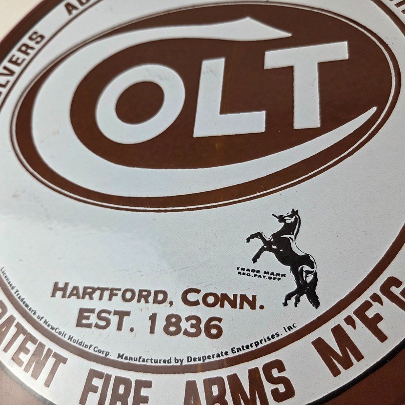 Vintage Colt Firearms Sign - Porcelain Pistols Guns Ammo Gas Service Pump Sign - Image 4