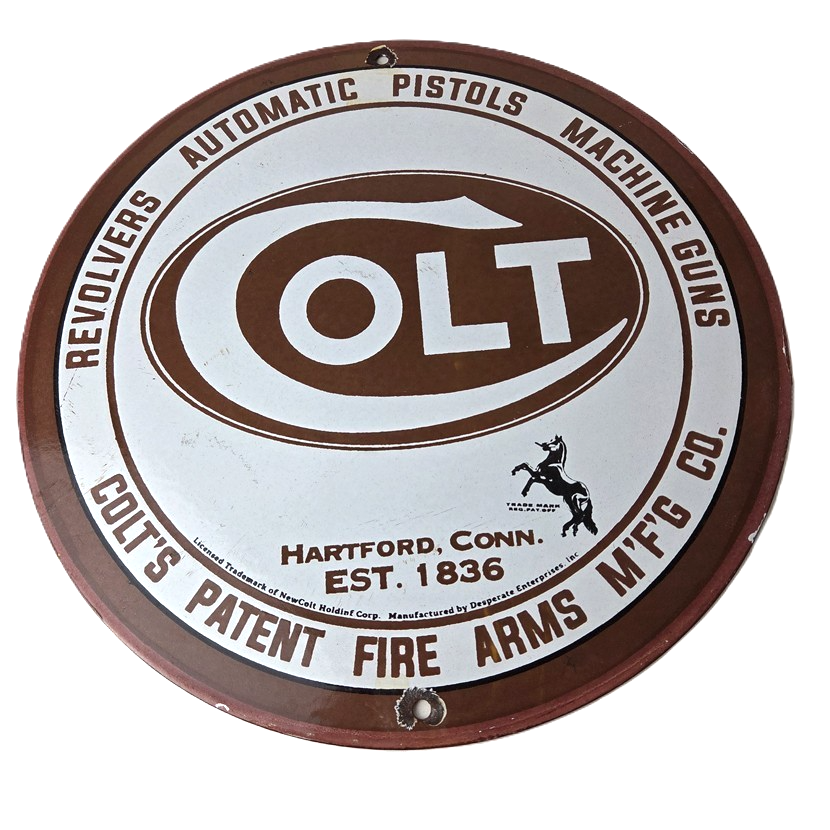 Vintage Colt Firearms Sign - Porcelain Pistols Guns Ammo Gas Service Pump Sign