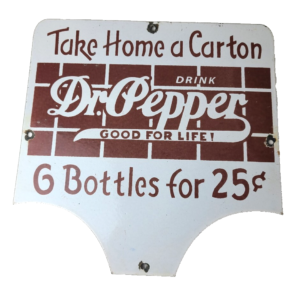 Vintage Dr Pepper License Plate Topper - Cola Sign Ad on Automobile Topper