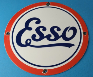 Vintage Esso Gasoline Porcelain Sign Gas Service Station Filling Station Sign 305884973804