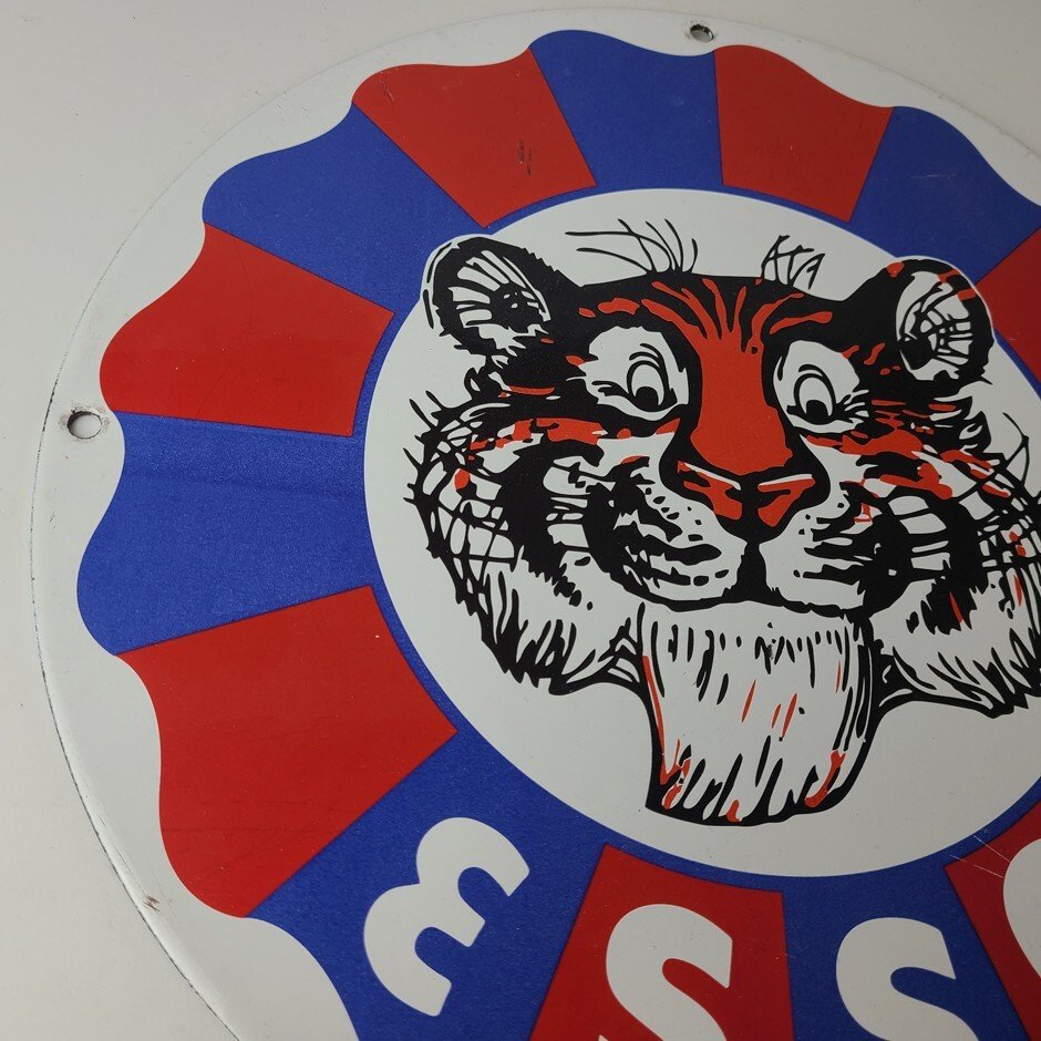 Vintage Esso Gasoline Sign - Gas Service Station Auto Fuel Tank Porcelain Sign - Image 6
