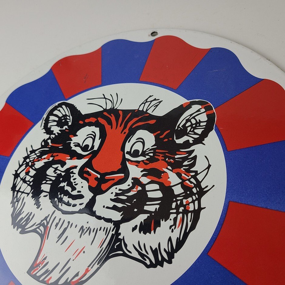 Vintage Esso Gasoline Sign - Gas Service Station Auto Fuel Tank Porcelain Sign - Image 8